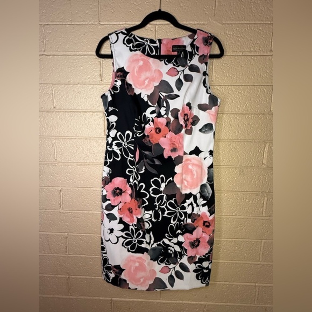 Connected Apparel Floral Midi Dress - Pink and Black